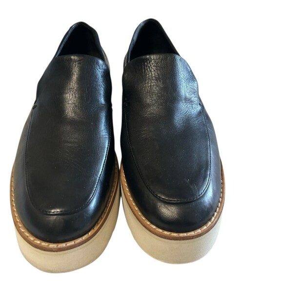 Vince Womens 6.5M Zeta Platform Loafers Leather Black Slip On  Wedge Shoes - Picture 6 of 13